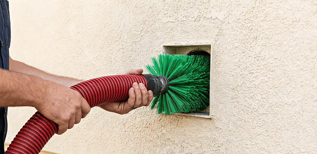Air duct cleaning brush removing debris from a vent opening in Scottsdale, AZ