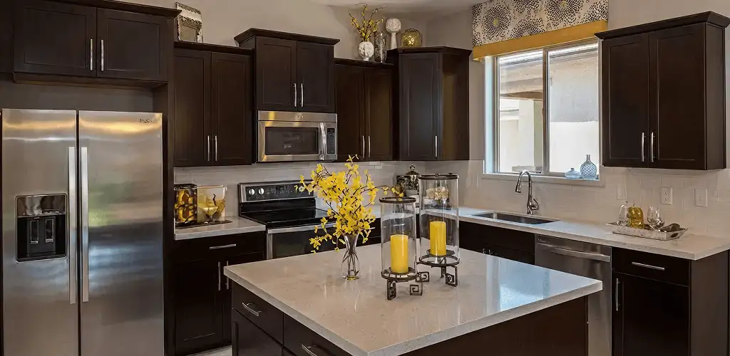 Cabinet painting results with freshly painted kitchen cabinets in Scottsdale, AZ
