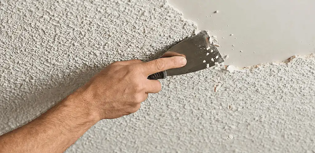 Popcorn ceiling removal scraping off textured ceiling finish in Scottsdale, AZ