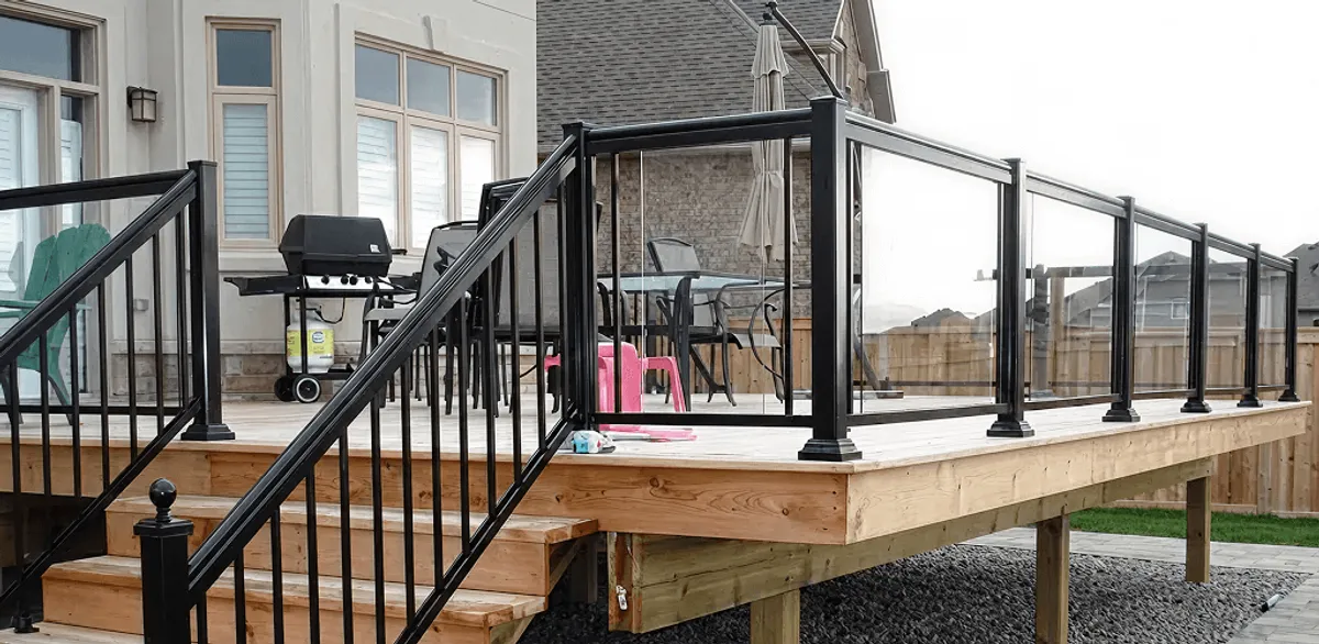 Handrail installation on a deck staircase for safety and code compliance in Scottsdale, AZ