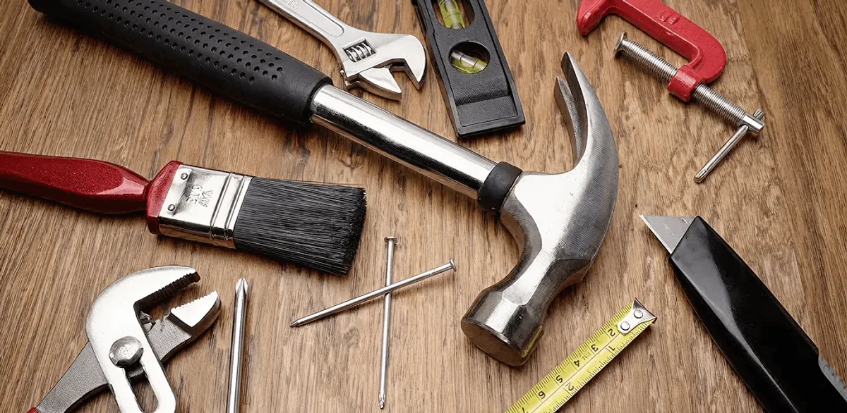 Handyman tools laid out for home repair and maintenance work in Scottsdale, AZ