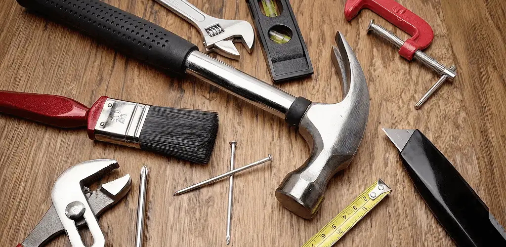 Handyman tools laid out for home repair and maintenance work in Scottsdale, AZ