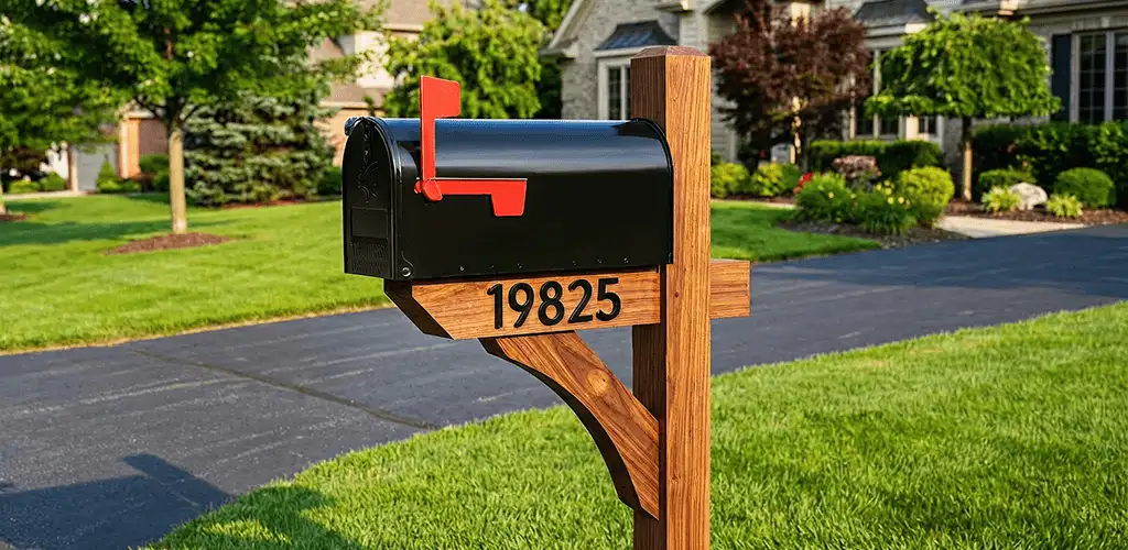 New mailbox installation with post and address number for a home in Scottsdale, AZ